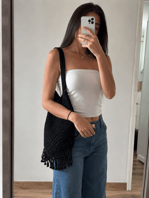 Bolso tejido negro
