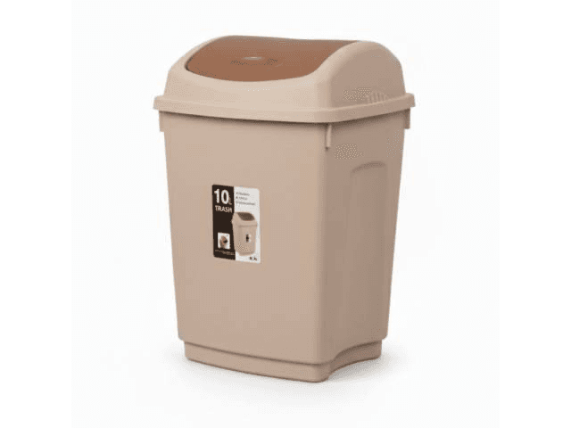 Papelera beige con tapa