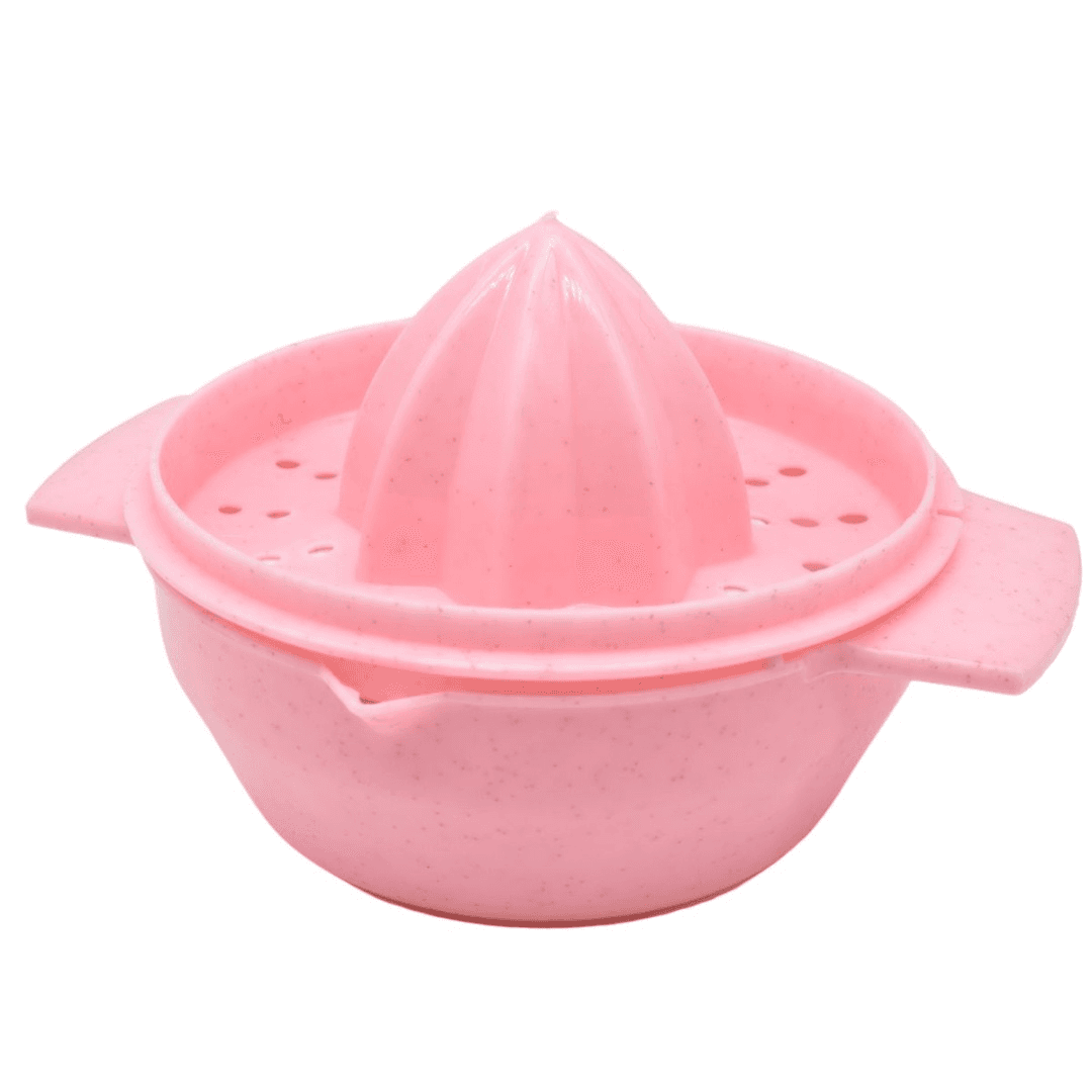 Exprimidor rosa con contenedor