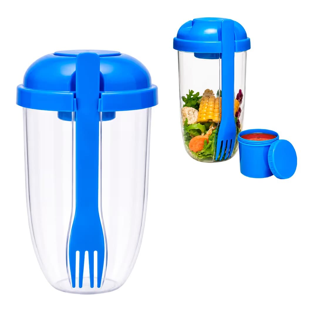 Vaso para ensalada con cubierto+condimentero
