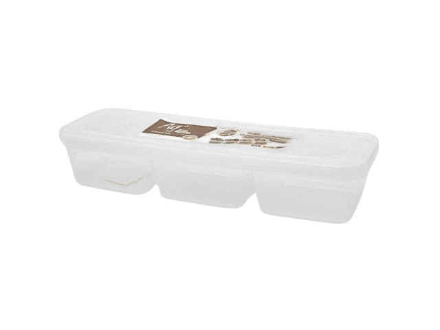 Recipiente plástico con tapa y separaciones